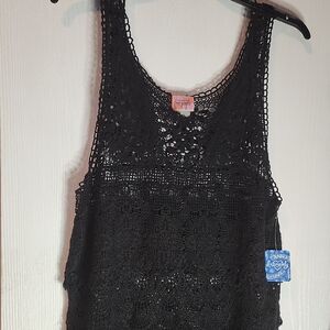 Free People Black Crochet Tank Top